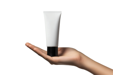White skincare tube mockup for cosmetic design projects on transparent background