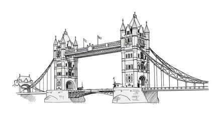 Obraz premium Tower Bridge Outline Sketch