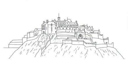 Fototapeta premium Edinburgh Castle Outline Drawing