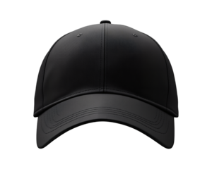 Black baseball cap mockup for casual and sportswear branding on transparent background