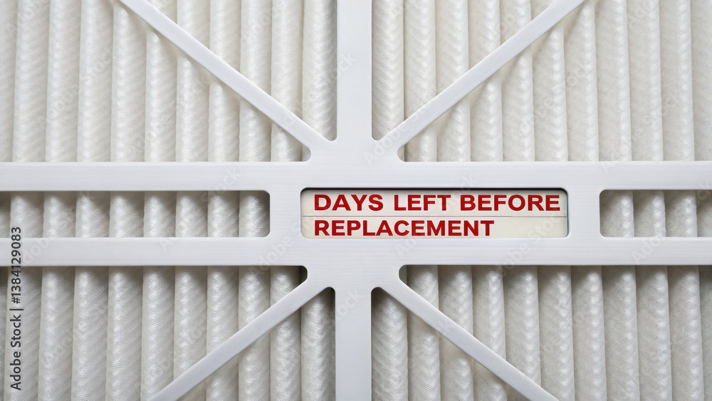 Poster air filter shows remaining days before replacement, emphasizing importance of maintaining air qualit