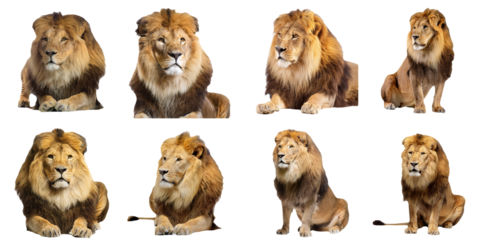 Eight Lions in Different Poses