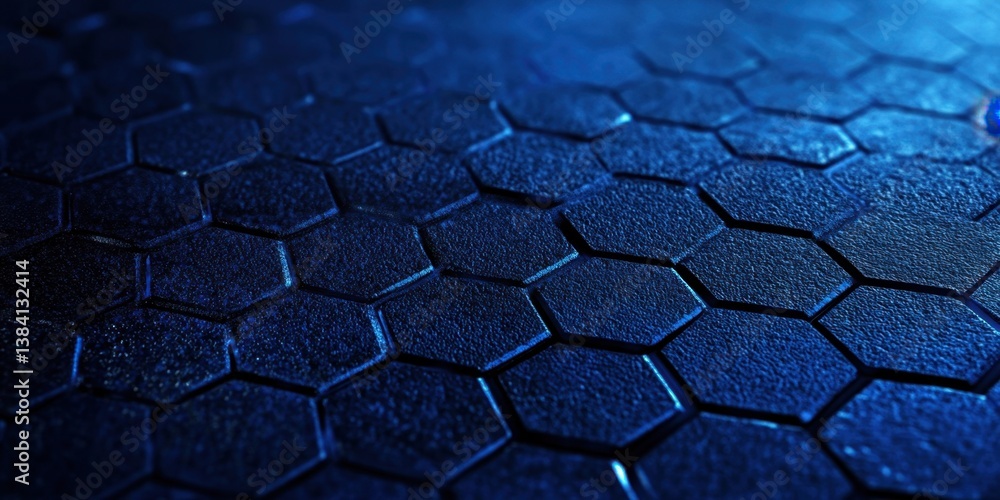 Poster blue background with hexagonal patterns and a technology concept for digital, medical, or scientific