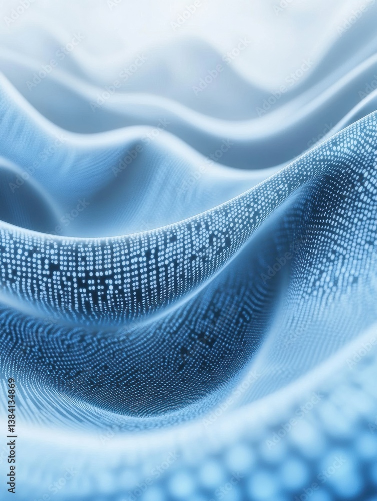 Aufkleber Fluid waves of binary code create a sleek modern tech-inspired background in soft blue and white tones that enhance a futuristic aesthetic
