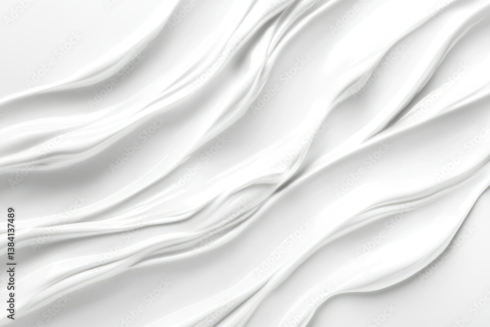 Poster a close-up view of smooth white waves of textured material. creating a serene and minimalist aesthet
