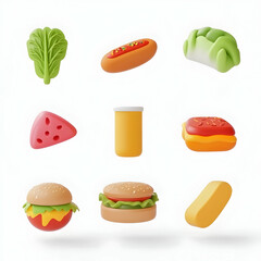 Fast Food and Restaurant-Themed 3D Icons
