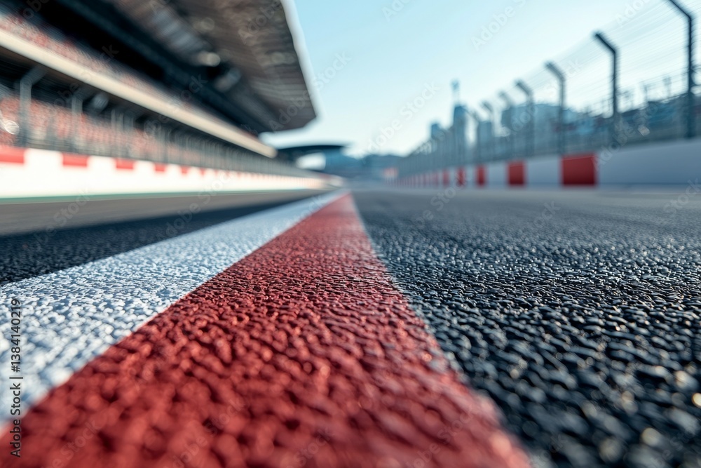 Poster a race track with a red line on the ground