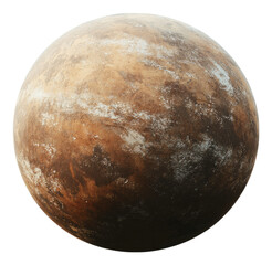 Detailed Close-Up View of a Textured Brown Planet in Space, Isolated on Transparent Background