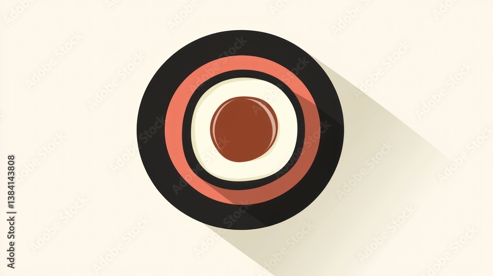 Aufkleber abstract concentric circles with shadow modern design for minimalist projects