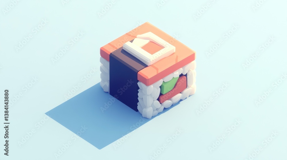 Poster abstract geometric cube with layered colors and shapes for design projects