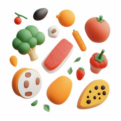 Fototapeta premium Smooth and Stylish 3D Food Icons for Web Design