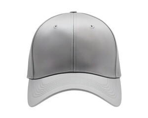 Fototapeta premium Gray baseball cap mockup with curved brim and smooth fabric material on transparent background