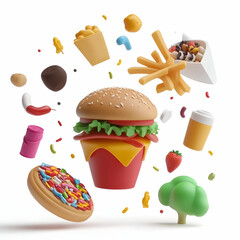 Tasty 3D Icon Set &ndash; Burgers, Pizza, and More