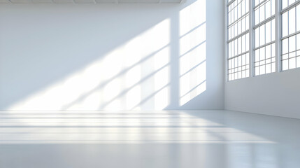 Obraz premium Bright Empty White Industrial Room With Sunlight