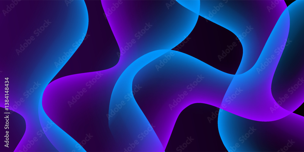 Poster futuristic dark purple wave abstract 3d background with shadow and wavy lines. dark black purple gra