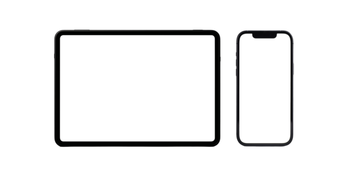 Tablet and Smartphone Mockup on Transparent Background
