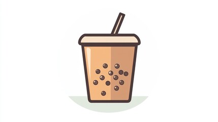 Refreshing Bubble Tea Beverage with Tapioca Pearls and Straw