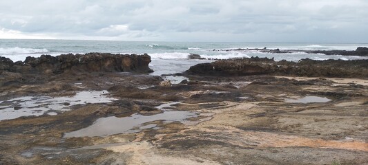Beach with sea rocks 