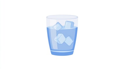 Refreshing Glass of Water with Ice Cubes A Cool Beverage Illustration for Summer Thirst Quench