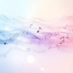 Obraz premium A soft, flowing design featuring musical notes on a gradient background, evoking a sense of harmony and creativity in music.