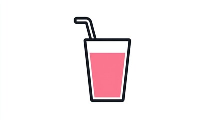 Refreshing Pink Beverage in a Glass with Straw Ideal for Summer Drinks Cold Refreshments and
