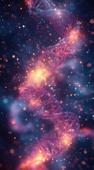 Burning DNA spiral in a cosmic nebula