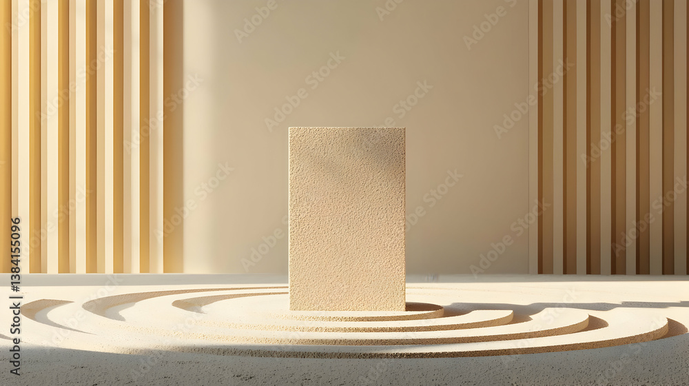 Poster beige display block on sand background