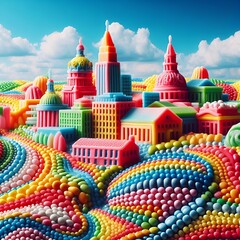 Obraz premium Bubblegum Candy Portrait State of Iowa USA, Border, Road Map, Midwest America, Rural, Des Moines City Skyline, Outline, Horseshoe Bend State Park, Corn Field Our Liberties We Prize Rights We Maintain