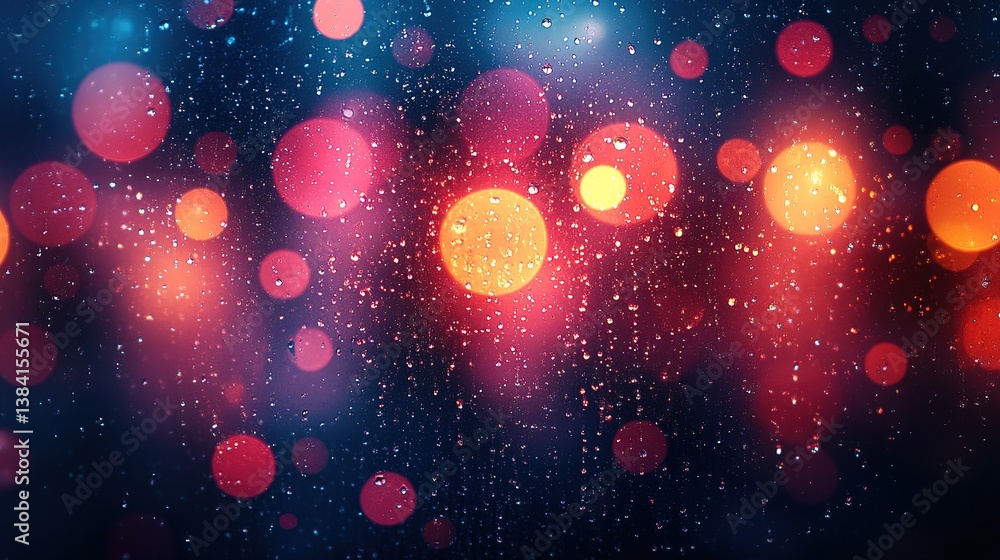 Poster abstract dreamy light painting with bokeh and rain drops creating a galaxy effect