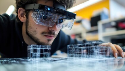 A student working on a spatial computing project using mixed reality devices, Spatial Computing, Advanced and creative