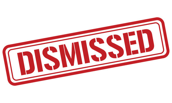 DISMISSED red stamp text vector, rubber stamp