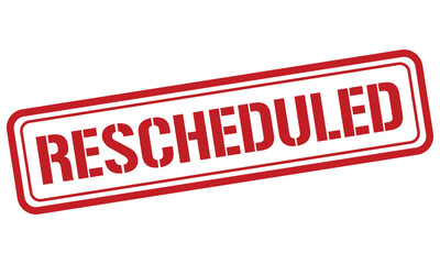 RESCHEDULED red stamp text vector, rubber stamp