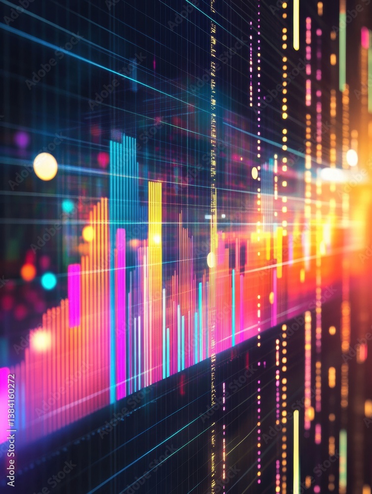 Poster colorful bar charts and financial analytics create a professional backdrop for modern business prese