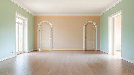 Obraz premium Empty Spacious Room With Archways And Neutral Colors