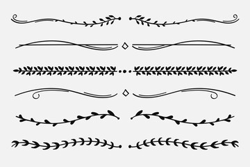 Obraz premium Nature Floral Vine Line Divider for Text Layout Separator Decoration Element Collection.