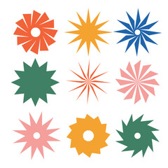 Abstract flower patterns collection. Colorful vector illustration.