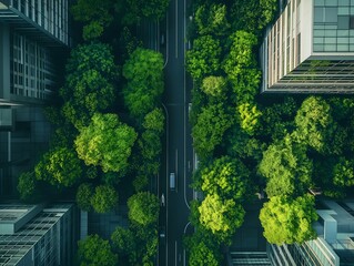 overgrown city street aerial view of a street almost completely consumed by plants