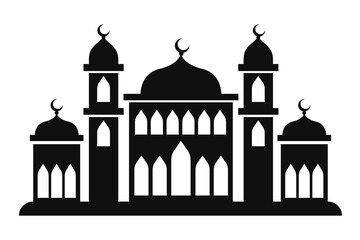 Silhouette mosque isolated on white background.Vector illustration.
