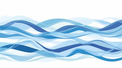 Fototapeta premium Dynamic abstract wavy background with blue shades, seamless texture vector