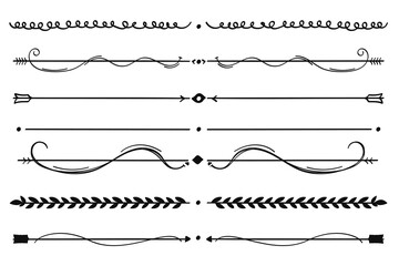 Obraz premium Hand-drawn nature dividers layout separator decoration collection.