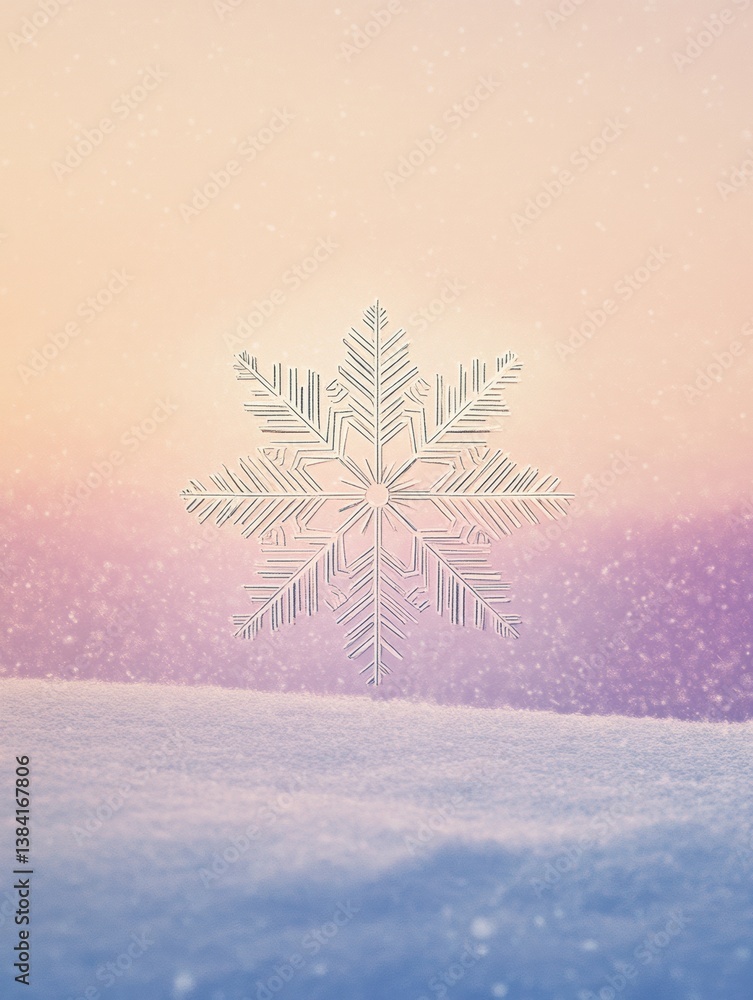 Leinwandbilder geometric minimalistic snowflake logo centered on a soft gradient winter background creating a moder