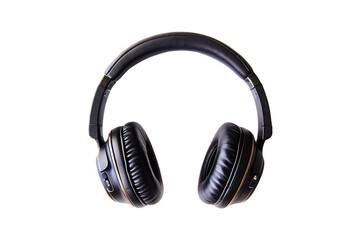 Fototapeta premium Black Over-Ear Headphones with Orange Accents, Isolated on White