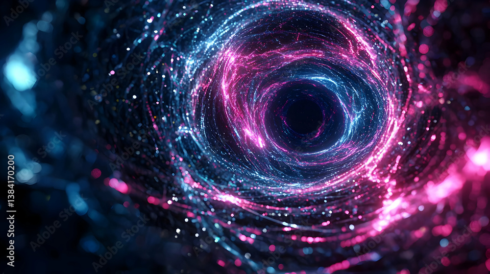 Poster abstract glowing circular design with colorful particles