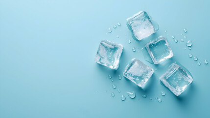 Ice Cubes On Light Blue Background