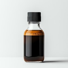 Fototapeta premium Isolated on white background. A clear bottle filled with espresso coffee concentrate.