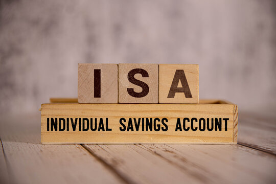 ISA - Individual Savings Account on a wooden blocks.