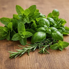 Fresh Herbs Menta Basil Rosemary Wood Kitchen