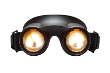 Futuristic Goggles with Illuminated Lenses on White Background