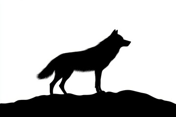 A simple black-and-white silhouette of a running wolf