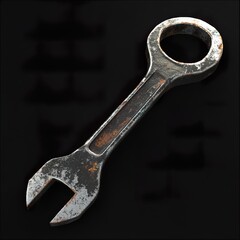 Rusty Vintage Wrench: Close-up of Old Metal Tool